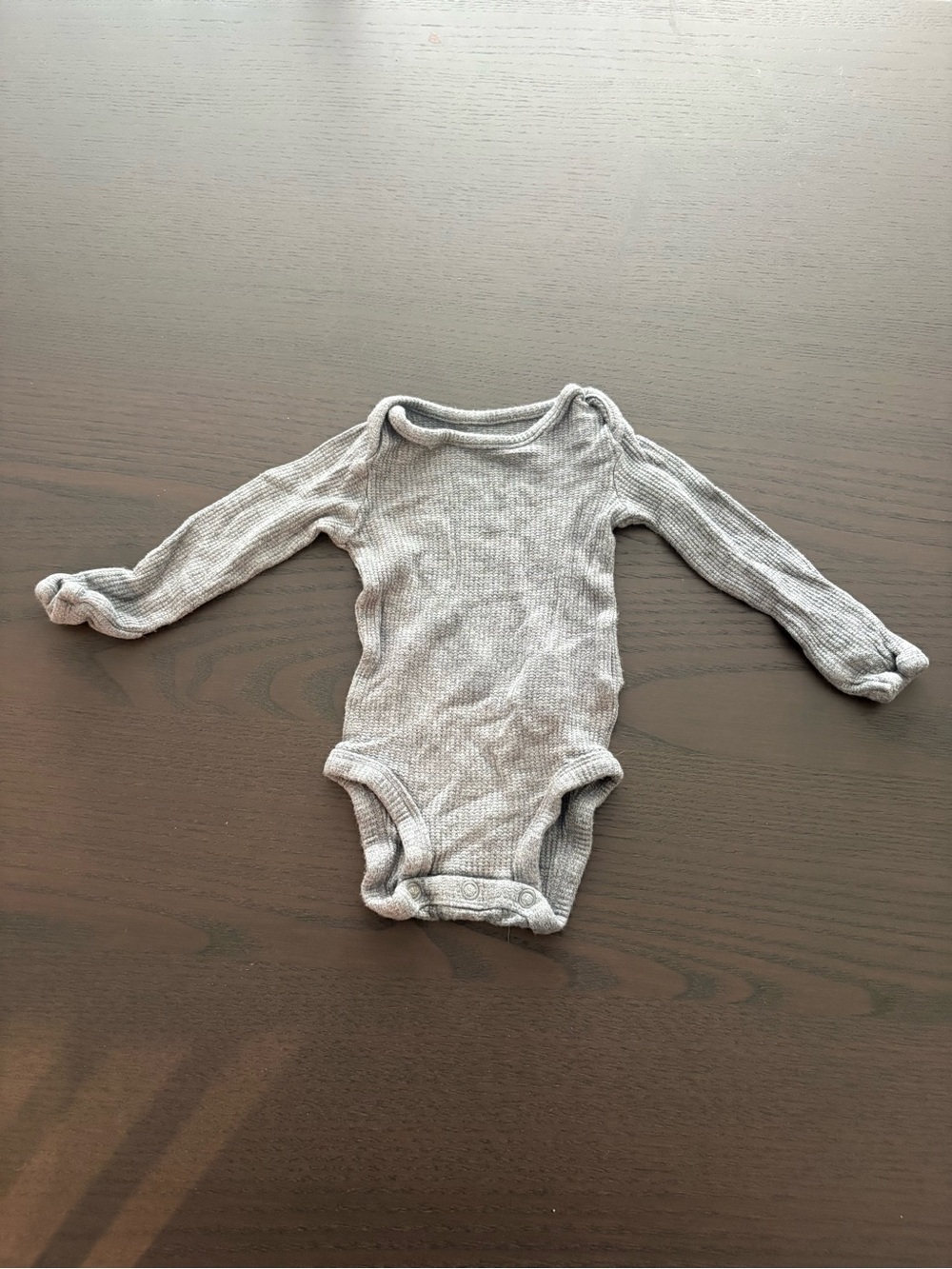 Carter's PurelySoft Light Gray Ribbed Long-Sleeve Baby One-Piece